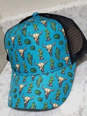 Cactus & Bullskull Messy Bun/ Ponytail Hat NEW